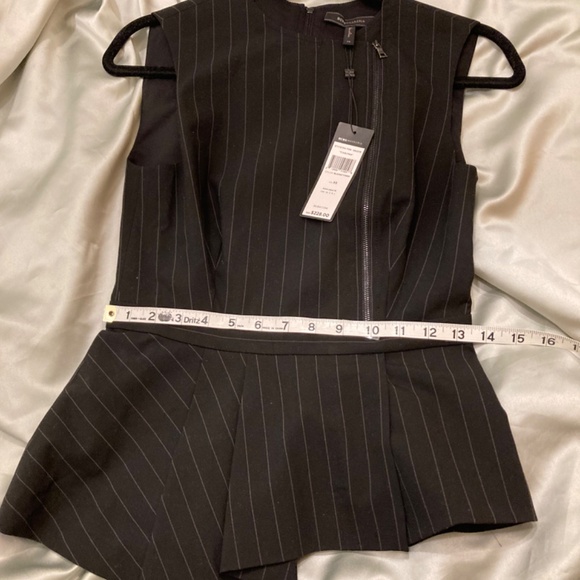 NWT BCBGMaxAzria Black Pinstripe Sleeveless Peplum Carlynn Top XS Bloomingdale’s - Picture 9 of 14